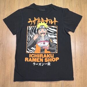 Naruto Shippuden Ichiraku Ramen Shop 2002 Black Graphic T-Shirt sz Med viz Media